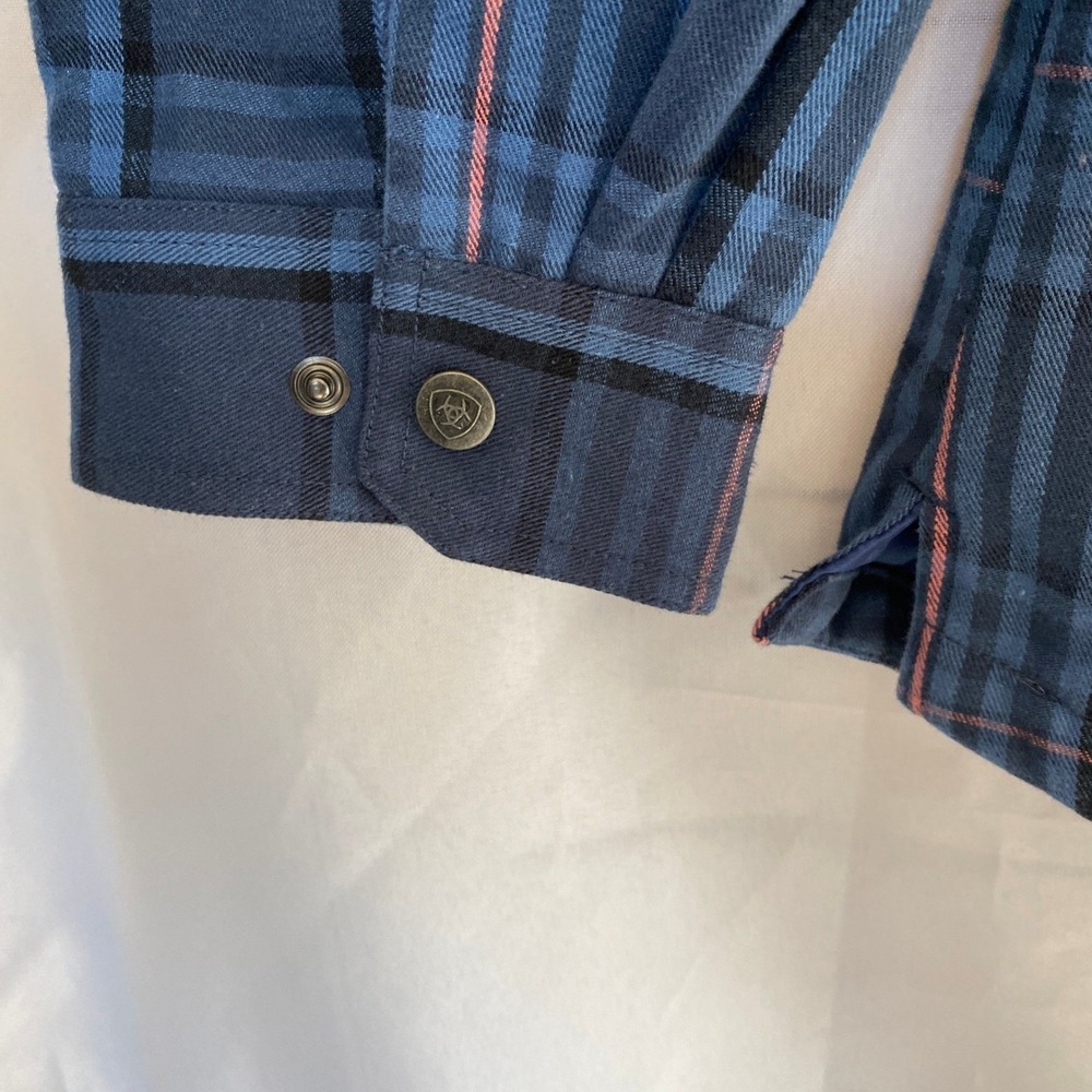 Ariat Rebar Flannel Hooded Shacket Shirt Jacket Women XXL Blue Plaid NWT - Picture 8 of 14